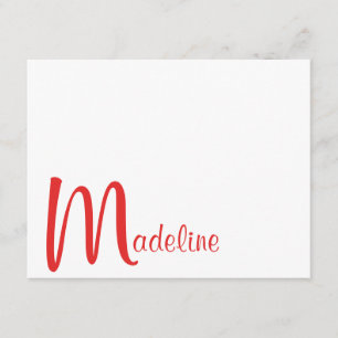 Fett gedruckte Monogramm-Name-Schrift rote Karte