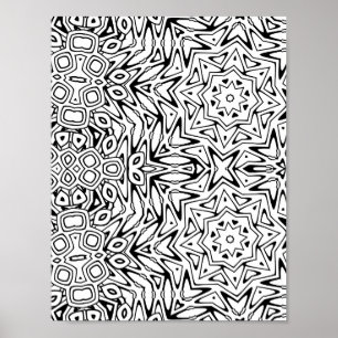 Fett gedruckte Stern-Mandala-Streifenmuster-Malvor Poster