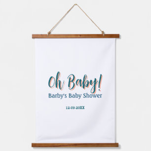 Fett gedruckter einfacher blauer Oh Baby Baby Show Wandteppich Mit Holzrahmen