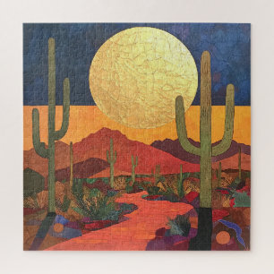 Fett gedruckter Hausdekor Sonnenuntergangslandscha Puzzle
