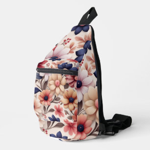 Fett gedrucktes Blumen- und Blätter-Muster in Rosa Crossbody Bag