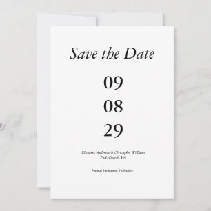 Fett gedrucktes Datum Minimalistische Hochzeit Sav Einladung