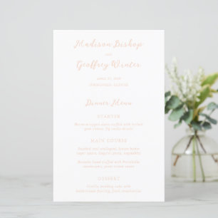 Fett gedrucktes Pfirsich-elegantes Hochzeitsmenü
