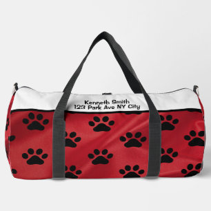 Fett gedrucktes rotes schwarzes Pfotenabdruck-Mono Duffle Bag