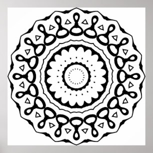 Fett gedrucktes Schleifenmotiv-Mandala mit gebogen Poster