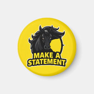 Fett gedrucktes schwarzes Pferd mit motivierendem  Magnet