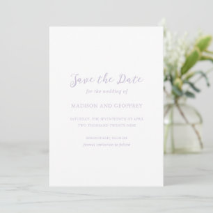 Fett gedrucktes Skript Lila Elegante Hochzeit Save The Date