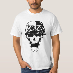 Fett gedrucktes Totenkopf-Helm-Grafik  T-Shirt