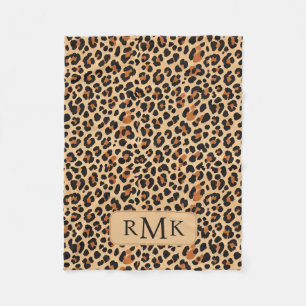 Fett gefaltes Leopard drucken Custom 3 Letter Mono Fleecedecke