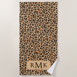Fett gefaltes Leopard drucken Custom 3 Letter Mono Strandtuch