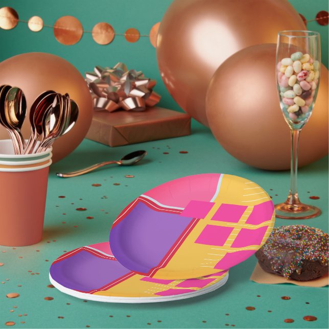 Fett gefärbte Farben, feine Grafikdesign-Abendplat Pappteller (Multi)