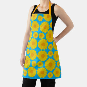Fett Gelb und orange Blume auf blauem Hintergrund Schürze
