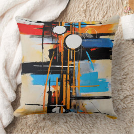 Fett Geometrisch Orange Blau Abstrakt Modernistisc Kissen