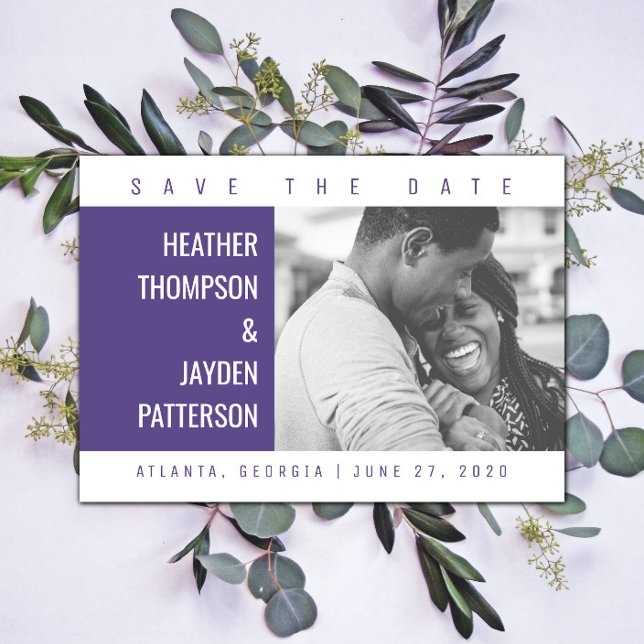 Fett geometrisches Foto Save the Date | Ultra Viol (Violet Bold Geometric Photo Save the Date)