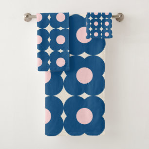 Fett geometrisches Muster Blau und Rosa Badhandtuch Set