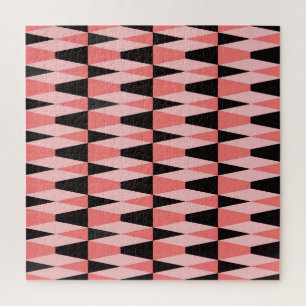 Fett geometrisches Schwarz-Rosa-Muster Puzzle