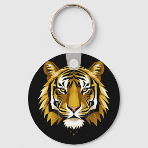 Fett geometrisches Tigerportrait mit Abstrakt gold Schlüsselanhänger