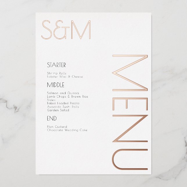 Fett gepresster Tag der Speisekarten Folieneinladung (Vorderseite)