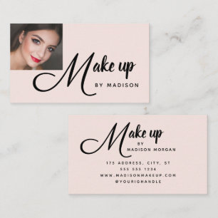 Fett geschriebene Schrift Blush Pink Foto Makeup V Visitenkarte