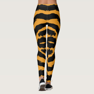 Fett gestreiftes Tiger Muster Schwarz Orange Tierh Leggings