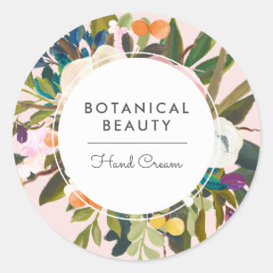 Fett gestrichen floral Blüte Produktgeschäft Runder Aufkleber