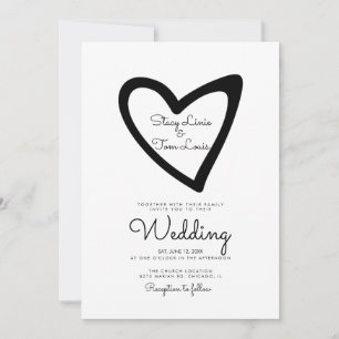 Fett gezeichnete schwarze Hochzeitseinladung mit s Einladung