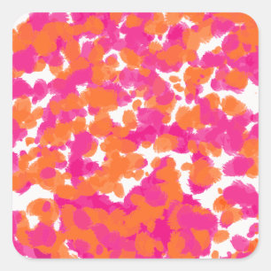 Fett Girl Hot Pink Fuchsia Orange Paint Splashes Quadratischer Aufkleber