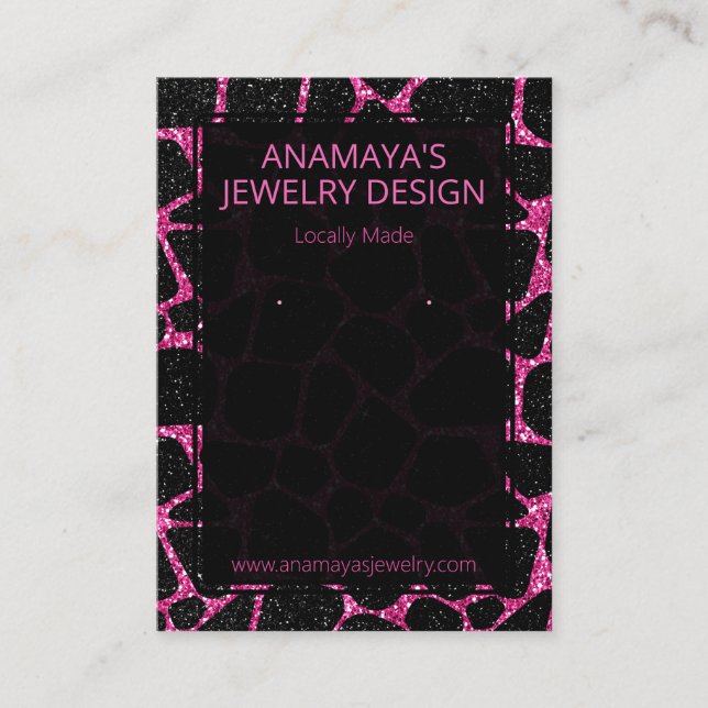 Fett-Glam-Rosa- und Schwarz-Glitzer-Erdbild Visitenkarte (Vorderseite)