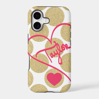 Fett Glitzer Gold Dots Herzstück und handgeschrieb