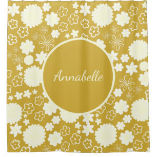 Fett Gold Cream Blume Blumenmuster mit Namen Duschvorhang