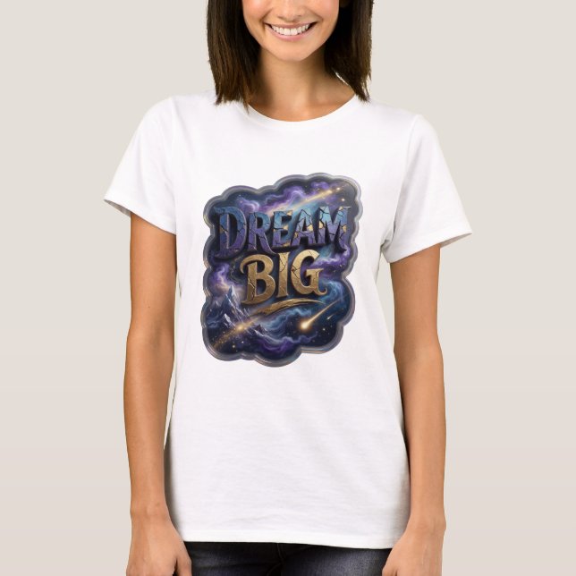 Fett Gold DREAM BIG 3D Text Kunst T-Shirt (Vorderseite)