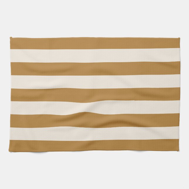 Fett Gold und Creme Streifen Geschirrtuch (Horizontal)