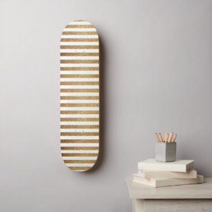 Fett goldener Glitzer und weiße Streifen Skateboard