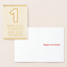 Fett, Goldfoil "1 JAHR ALT!" Geburtskarte Folienkarte