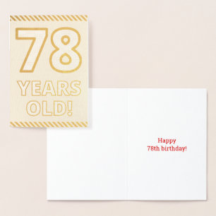 Fett, Goldfoil "78 JAHRE ALT!" Geburtskarte Folienkarte