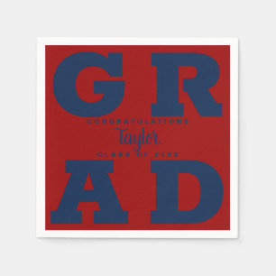 Fett GRAD Blue on Dark Red Abschluss Napkins Serviette