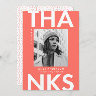 Fett Grad Coral Foto Abschluss Dankeskarte