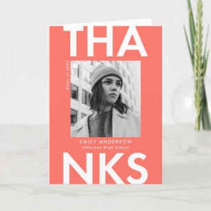 Fett Grad Coral Foto Abschluss Dankeskarte