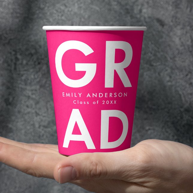 Fett Grad Hot Pink Abschluss Pappbecher (Von Creator hochgeladen)