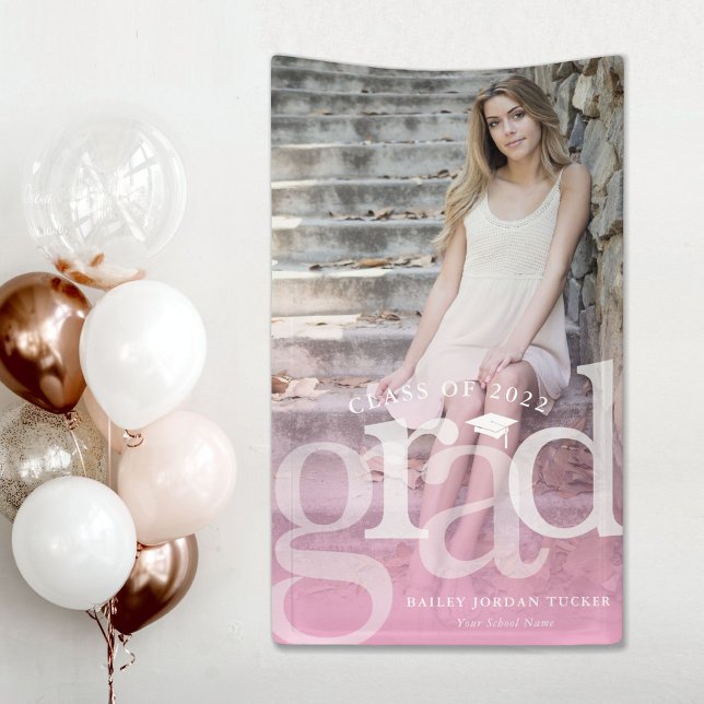 Fett GRAD Pink Ombre Overlay Foto Abschluss Banner (Von Creator hochgeladen)
