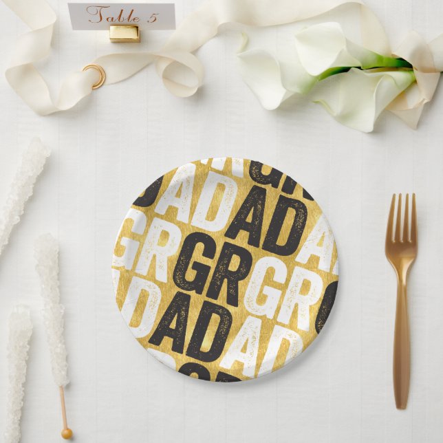 Fett GRAD Typografy Gold Goil Graduation Party Pappteller (Hochzeit)
