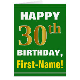 Fett, grün, Imitate Gold 30. Geburtstag mit Name C