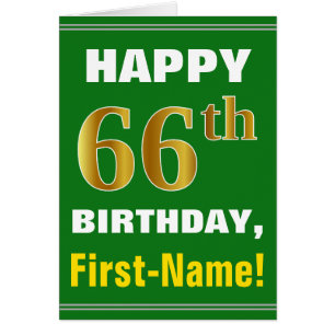 Fett, grün, Imitate Gold 66. Geburtstag mit Name C