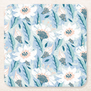 Fett handgemalte Blumen Vintage Rechteckiger Pappuntersetzer
