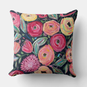 Fett handgestrichenes Blumendesign Kissen