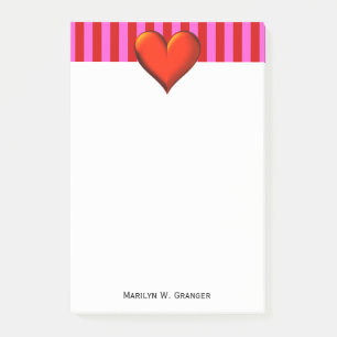 Fett heißes Rosa, rote Streifen, rotes metallische Post-it Klebezettel