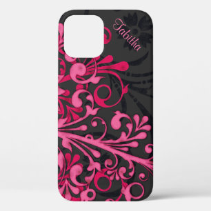 Fett heißrosa Schwarz Elegant Floral Case-Mate iPhone Hülle