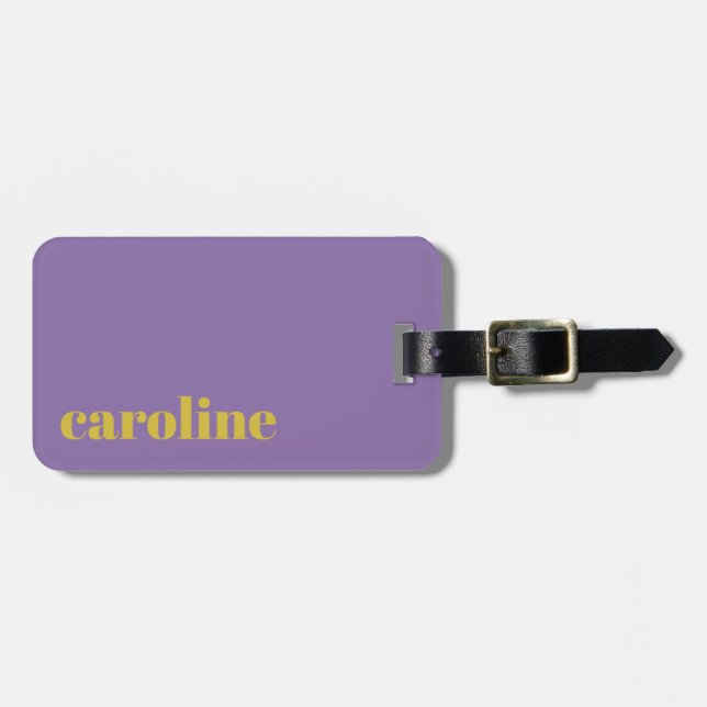 Fett hell Lila und gelb Moderne Personalisiert Gepäckanhänger (Vorderseite horizontal)