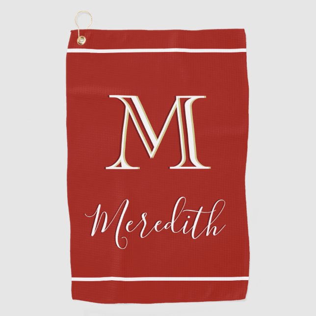 Fett hell mit einem einzigartigen 3-farbigen Monog Golfhandtuch (Vorderseite)