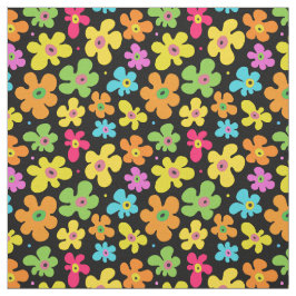 Fett helle Blume Muster auf schwarz Stoff